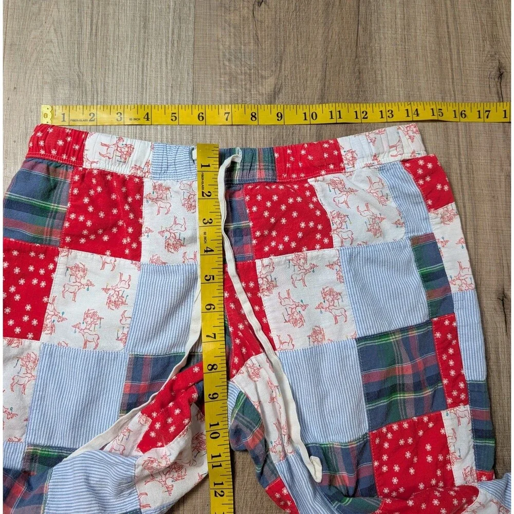 Aerie Size S Pajama Pants Patchwork Holiday Reindeer Multi Color Loungewear